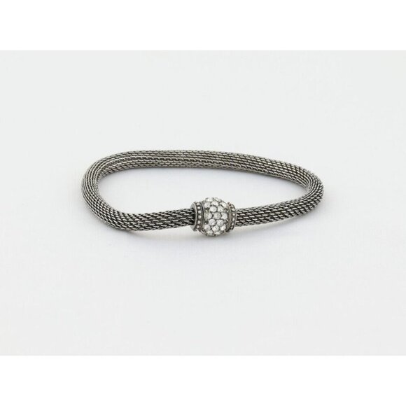 Sterling Silver Cubic Zirconia Bead Mesh Bracelet Silpada 7" - Picture 5 of 6